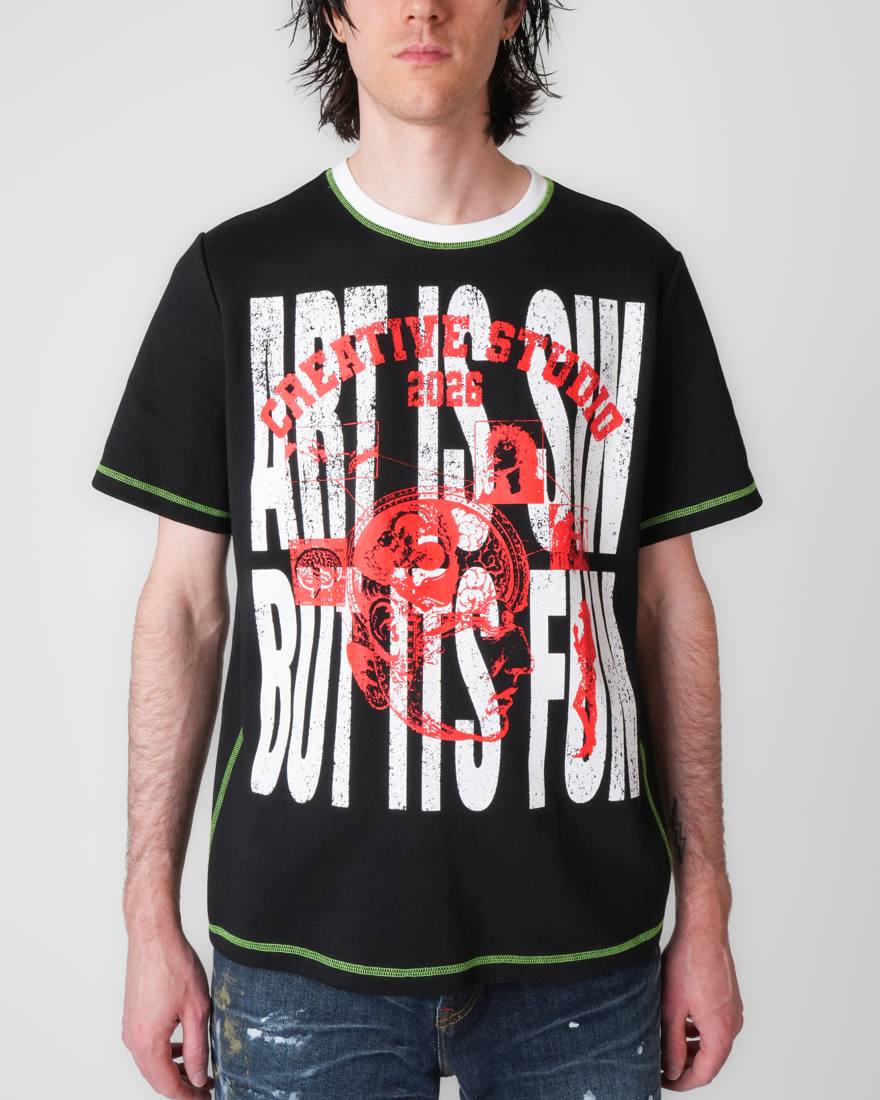 Art Is Sin Overlock T-Shirt in Black