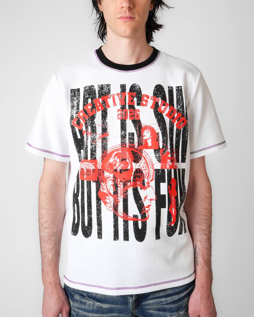 Art Is Sin Overlock T-Shirt in White